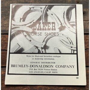 Baker Horse Shoes Vintage Print Ad 1970s Brumley Donaldson Co Los Angeles CA